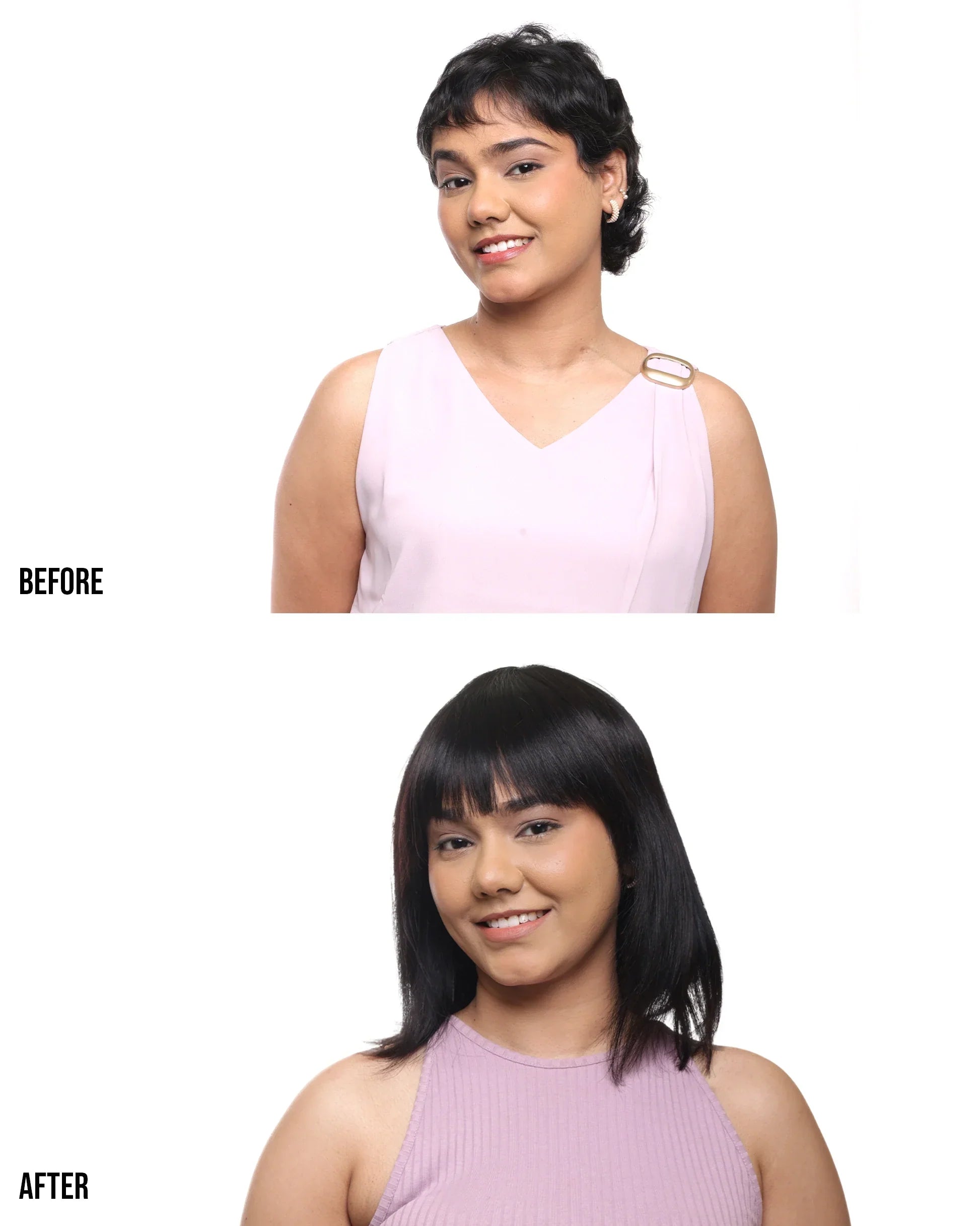 Wig with Bangs | 100% Human Hair Wigs For Women | Natural Black