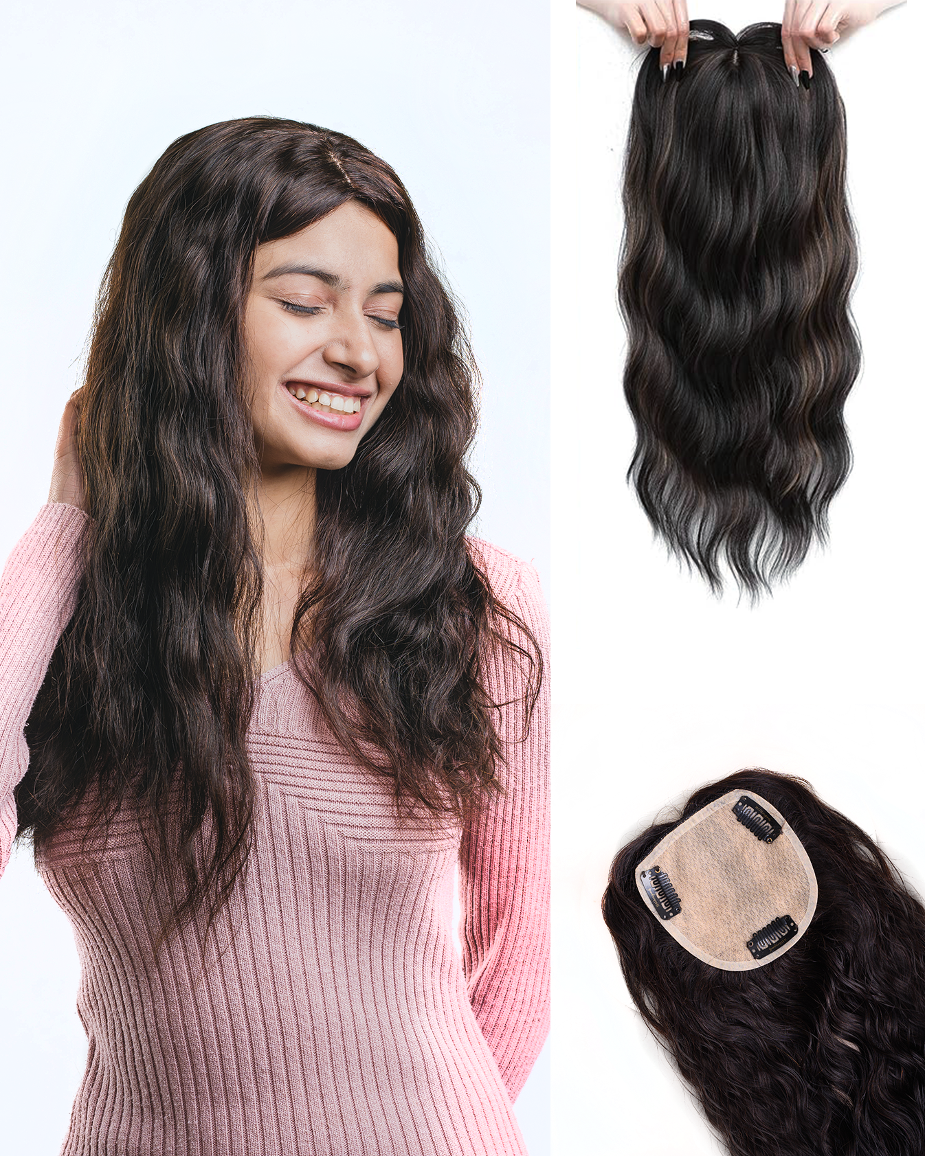 Wavy Topper Hair Extensions For Women | Wavy & 100% Real Hair For Crown Area