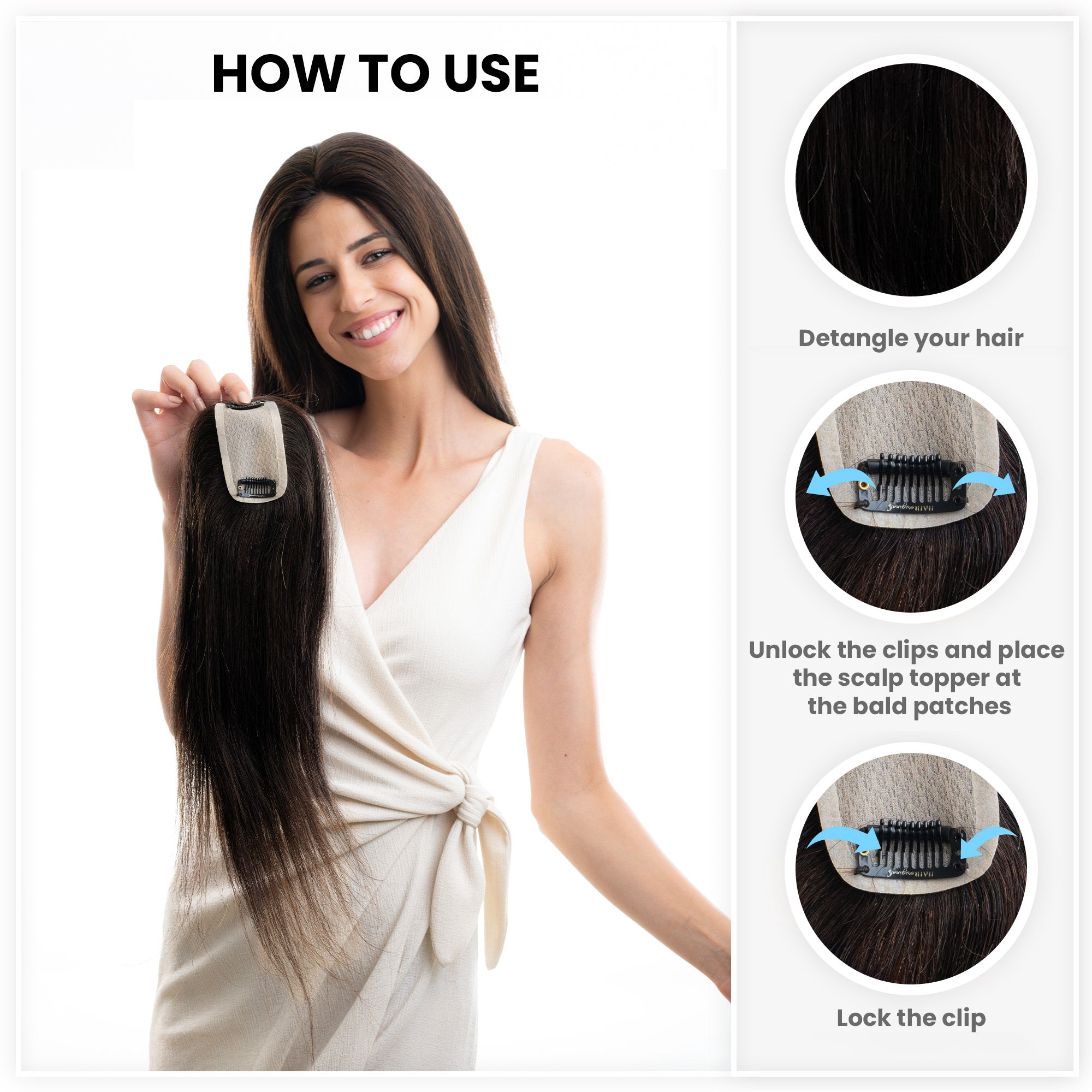 Scalp Topper Hair Extensions For Women | Silk base & 100% Human Hair