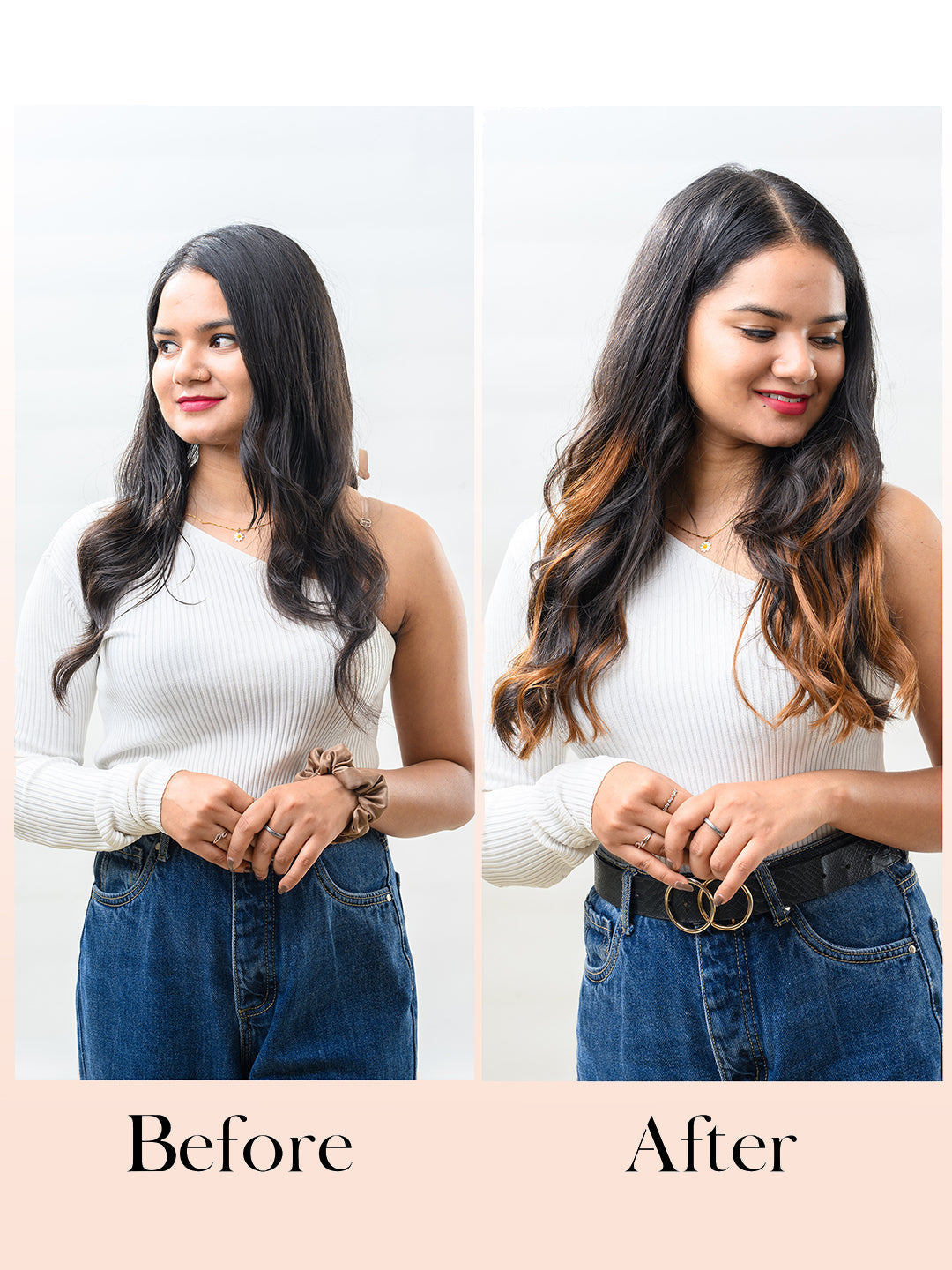 Highlighted 3 Piece Clip Set Hair Extensions  | Instant Long & Voluminous Hair With Highlights