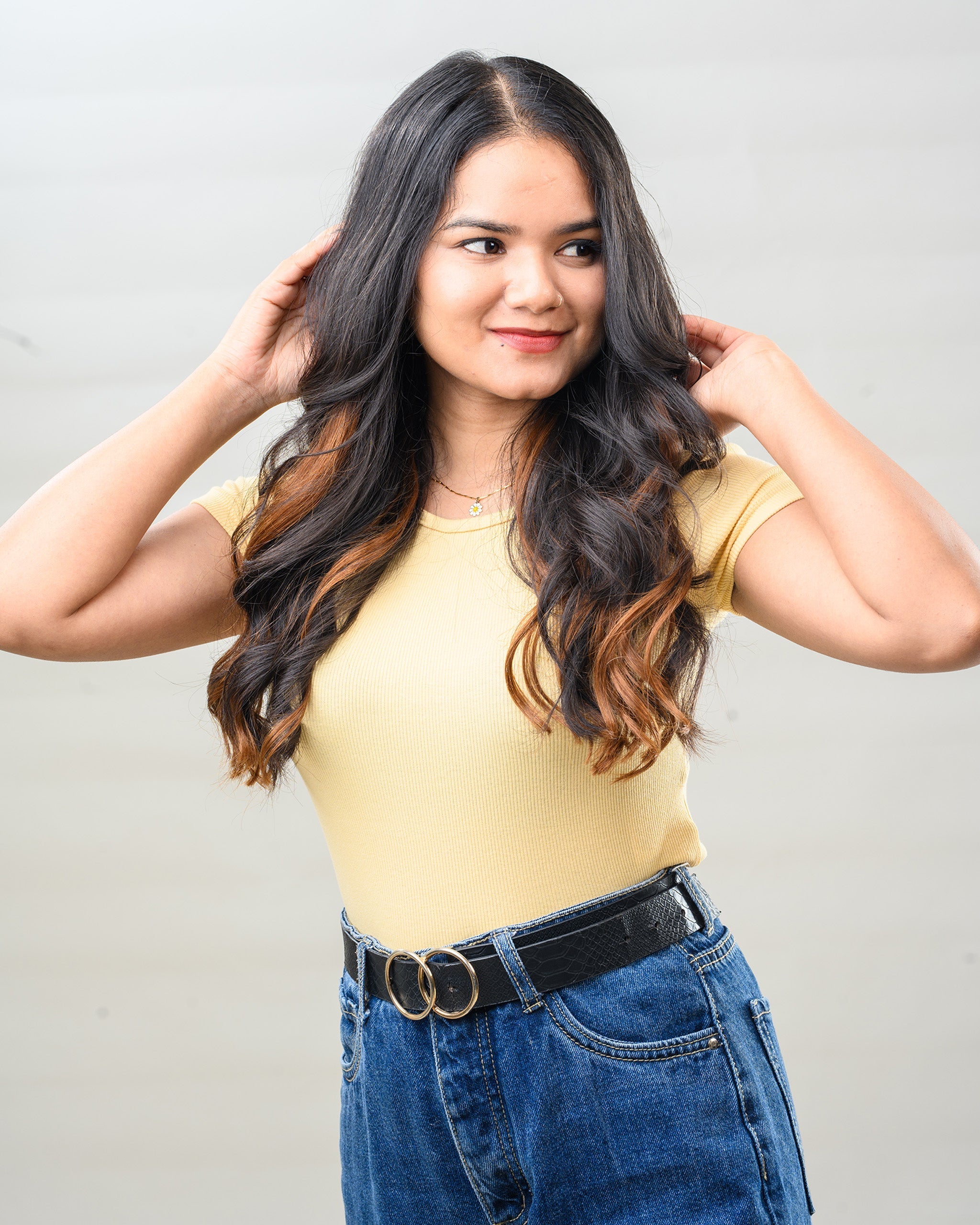 Highlighted 3 Piece Clip Set Hair Extensions  | Instant Long & Voluminous Hair With Highlights