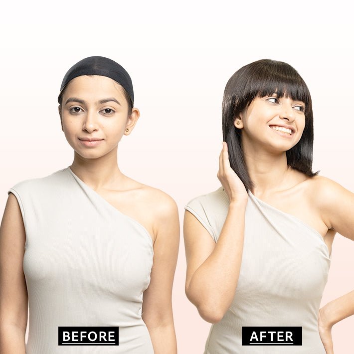 Wig with Bangs | 100% Human Hair Wigs For Women | Natural Black